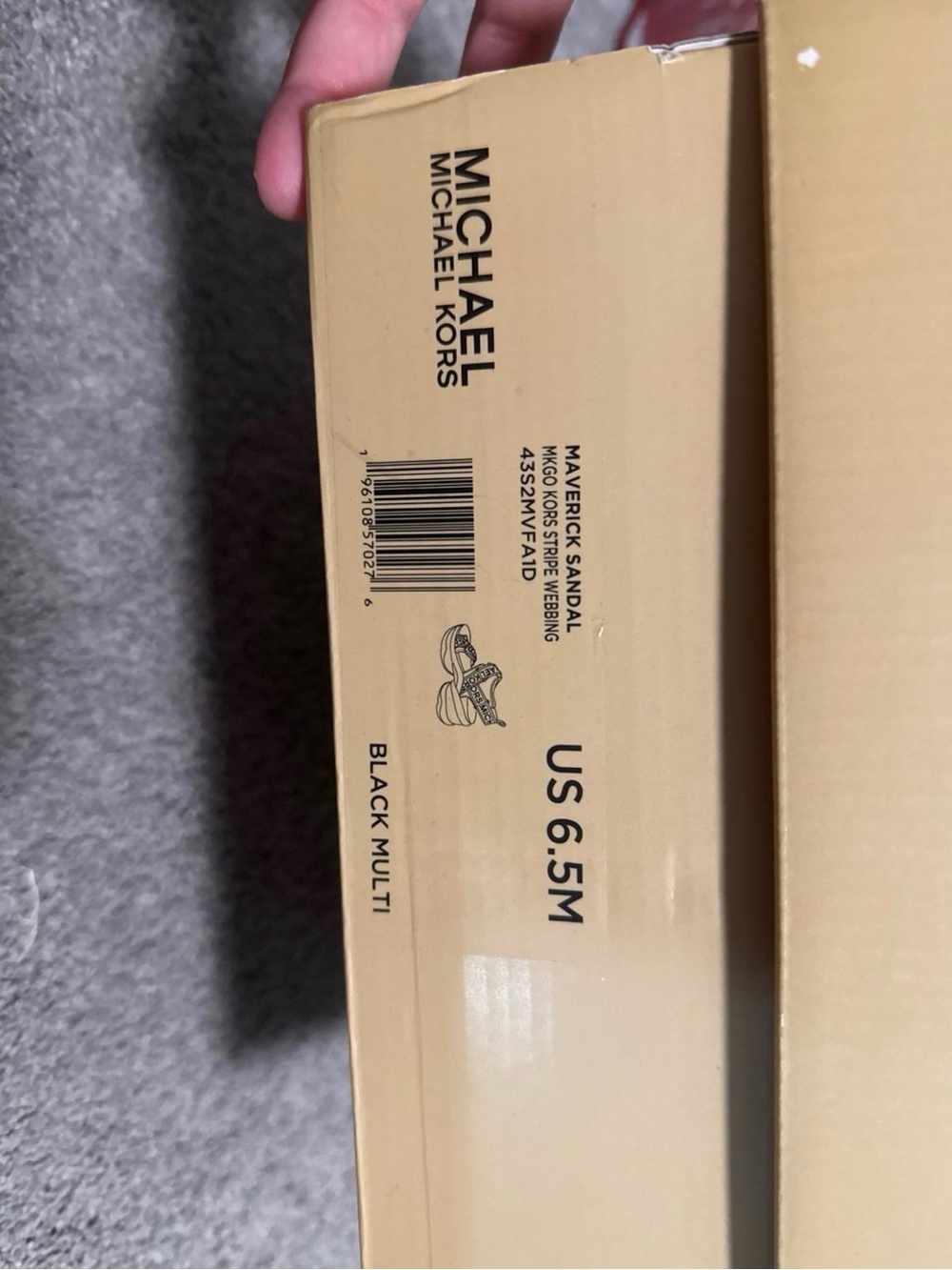 MICHAEL Michael Kors Black Multi Shoe Box — Maverick Sandal Size US 6.5M